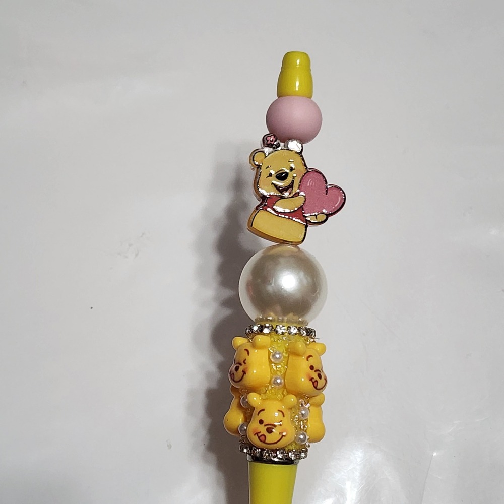 Bear Beaded Pen Black Ink Gift Stocking Stuffer Refillable
